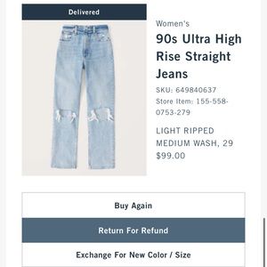 Abercrombie 90s ultra high rise straight leg